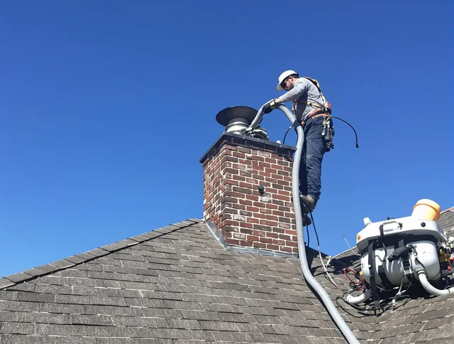Dedicated South Windsor Chimney Sweep team member cleaning a chimney in South Windsor, CT