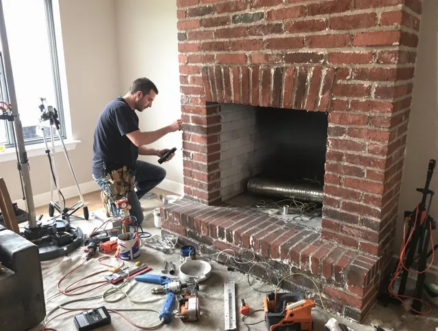 South Windsor Chimney Sweep specialist finalizing chimney liner service in South Windsor, CT