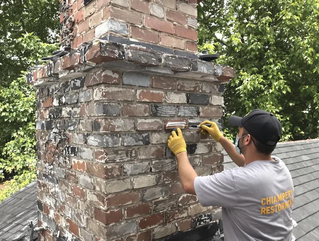 In-progress chimney restoration by South Windsor Chimney Sweep in South Windsor, CT