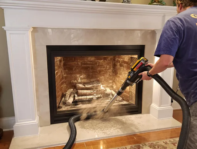 Fireplace cleaning performed by South Windsor Chimney Sweep in South Windsor, CT